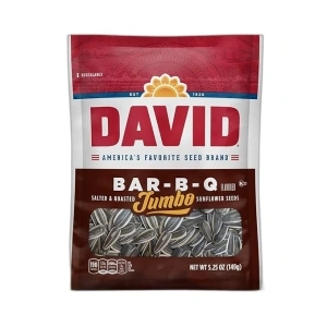 DAVID Seeds Roasted & Salted Bar-B-Q Jumbo Sunflower Seeds, Keto Friendly, 5.25 oz