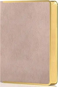 CAGIE Leather Journal for Women Gifts Who Like Writing, 256 Pages 100 GSM Hardcover Vertical Stripe Gold Frame Leather Notebook,5.7 x 8.3 Inch Diary Journal Idea Gift for Work, Travel, Pink