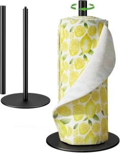 Paper Towel Holder Countertop, Reusable Stainless Steel Paper Towel Holder with Thickened Base, Great for Kitchen Counters & Bathrooms, Ideal for Use with Reusable Kitchen Towels