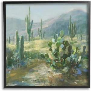 Stupell Industries Desert Cactus Landscape Black Framed Giclee Art Design by Danhui Nai