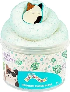 Original Squishmallows Cam The Cat Premium Coconut Scented Slime, 8 oz. Scented Slime, 2 Fun Slime Add Ins, Fluffy Slime, Pre-Made Slime for Kids, Great 6 Year Old Toys, Super Soft Sludge Toy