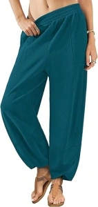 XIEERDUO Womens Wide Leg Pants Baggy Harem Elastic Waist Palazzo Lounge Sweatpants with Pockets 2024 Fall Winter