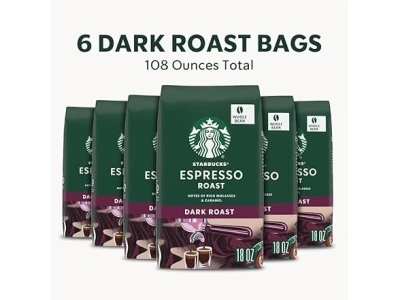 (6 Pack) Starbucks Espresso Whole Bean Coffee
