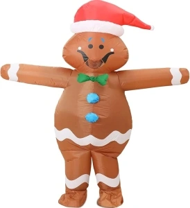 DUOLZ Gingerbread Man Costume Adult,Inflatable Christmas Costume,Blow up Gingerbread Man Costume,Funny Giant Xmas Costumes