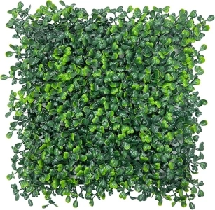 Artificial Grass Wall Panel Backdrop, 10“ by 10” 12P (8.4 sqft) UV-Anti Greenery Faux Boxwood Panels for Indoor Outdoor Green Plant Wall Decor & Ivy Fence Covering Privacy