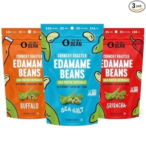 The Only Bean Crunchy Dry Roasted Edamame Beans (Variety Pack), Low Carb Keto Healthy Snacks For Adults and Kids, Low Calorie Snack, Fiber Protein Snacks, Diabetic Snacks, 4 oz (3 Pack)