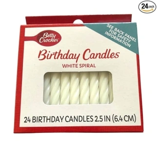 Betty Crocker Candles, White Spiral, 24 CT