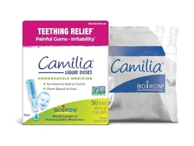 Boiron Camilia Teething Drops for Daytime and Nighttime Relief of Painful or Swollen Gums and Irritability in Babies - 30 Count