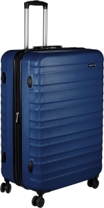 Amazon Basics Expandable Hardside Luggage, Suitcase with Wheels, 30-inch Spinner with Four Spinner Wheels and Scratch-Resistant Surface, Navy Blue