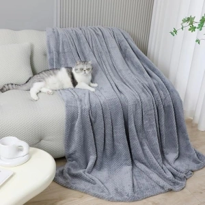 DEIRO Bedding Flannel Fleece Blanket for Couch Sofa Living Room Microfiber Soft Cozy Lightweight Plush Blankets (Grey,50