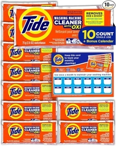 Tide Washing Machine Cleaner, Washer Machine Cleaner with Oxi for Front and Top Loader Washer Machines, Deep Cleaning Residue & Odor Eliminator, 10 Month Supply + Calendar