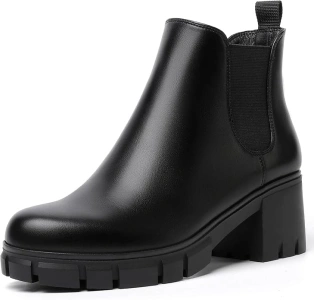 Women's Chelsea Boots Lug Sole Chunky Heel Slip on Ankle Booties