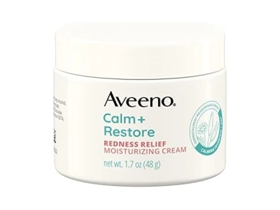 Aveeno Calm + Restore Facial Cream for Redness Relief, Soothing Face Moisturizer for Sensitive Skin, Hypoallergenic Formula, Fragrance-Free, 1.7 OZ