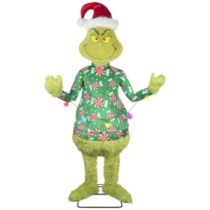 Life Size Animated Dr. Seuss Grinch in Ugly Christmas Sweater Décor, 5.8 ft