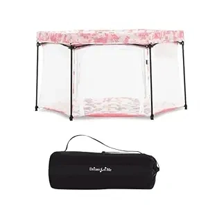 Dream On Me Onyx Playpen in Pink, Baby Playpen, Portable and Lightweight, Playpen for Babies and Toddler - Comes with a Comfortable Padded Floor