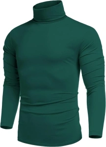 COOFANDY Men's Casual Slim Fit Turtleneck T Shirts Lightweight Basic Cotton Pullovers