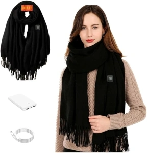 Heated Scarf for Women Rechargeable,Intelligent Electric scarf, USB Mini Cold Weather scarf with pộwệr bẫnk with 3 Heating Levels, Auto Off Feature for Men,Girls