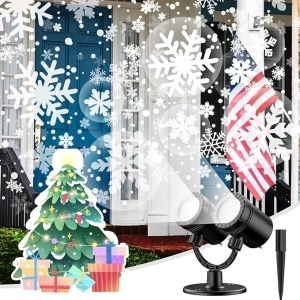 Christmas Snowflake Projector Lights - IP65 Waterproof, Dual-Head Rotating Snow Lamp, Bright LED for Xmas Holiday, Weddings, Indoor/Outdoor Decor Garden, Patio, Party,