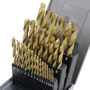 Monster & Master Titanium Plated Drill Bit Set, High-Speed Steel Gold Drill Bits with 135 Degree Split Point Tip, 1/16