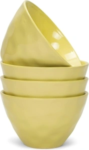 Elanze Designs Dimpled Ceramic 5.5 inch Contemporary Serving Bowls Set of 4, Yellow