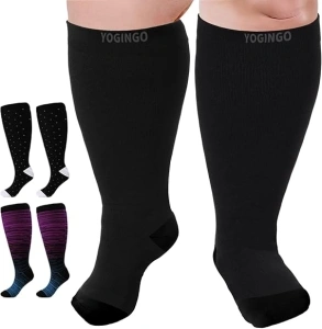 Compression Socks for Women Wide Calf, Plus Size 15-20mmHg Knee High Large Compression Socks for Circulation