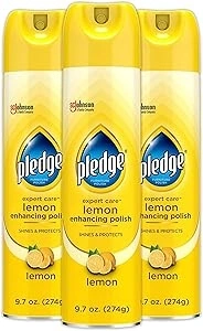 Pledge Expert Care Wood Polish Spray, Shines and Protects, Removes Fingerprints, Lemon, 9.7 oz (Pack of 3)