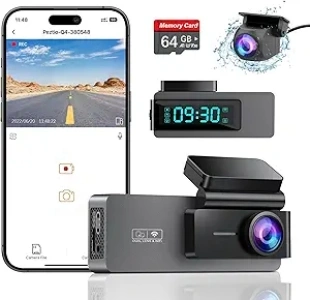 Dash Cam Front and Rear 4K+1080P, Free 64GB Card, Built-in WiFi, Dash Camera for Cars, Car Camera, Dual Dashcams for Cars with Night Vision, 24 Hours Parking Monitor, Loop Recording