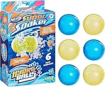 Nerf Super Soaker Hydro Balls 6-Pack, Reusable Water-Filled Balls, Ages 6 and Up