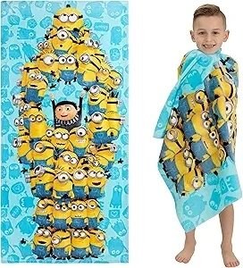 Franco Kids Super Soft Cotton Bath/Pool/Beach Towel, 58 in x 28 in, Minions The Rise Of Gru