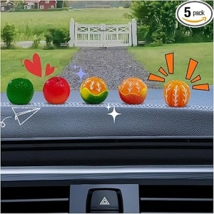 Cute Tangerine Car Dashboard Decorations - Mini Oranges Car Rearview Mirror Ornament Funny Interior Accessories - Auto Home Office Desk Charm Decors for Men Women Present (5PCS)