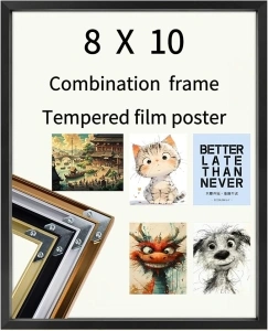 8x10 inch Aluminum Picture Frame Black,Gift 5 Exquisite Posters,Rich Installation kit,Exquisite packaging,Horizontal or Vertical WallDisplay