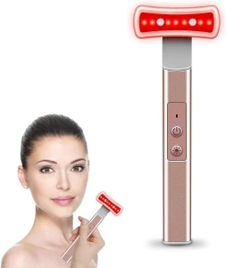 Red Light Therapy for Face, 6 in 1 LED Light Therapy Eye Equipment for Skin,Face Wand with Facial Massager, Skincare Facial Wand,Vibration, Thermal, Microcurrent，Portable Beauty Tools