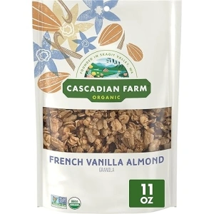 Cascadian Farm Organic Granola, French Vanilla Almond Cereal, Resealable Pouch, 11 oz.