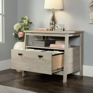 Sauder Trestle Lateral File Cabinet in Chalked Dressernut, Chalked Chestnut Finish