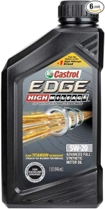 Castrol EDGE High Mileage 5W-20 Advanced Full Synthetic Motor Oil, 1 Quart, Pack of 6