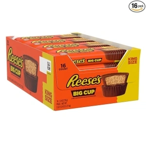 REESE'S Big Cup Milk Chocolate King Size Peanut Butter Cups, Candy Packs, 2.8 oz (16 Count)