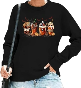 Halloween Shirt for Women Horror Movie Sweatshirt Halloween Skull Tee Tops