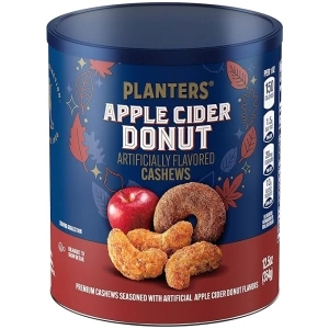 PLANTERS Apple Cider Donut Cashews, Cooking & Baking Nuts & Seeds, Flavored Cashews, Fall Snacks, Cashew, Party Snack, Plant-Based Protein, 12.5 oz Canister