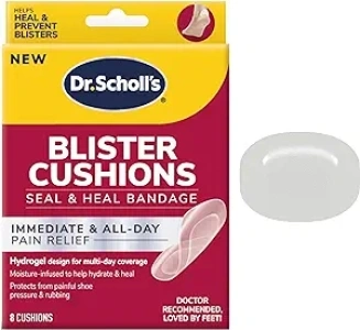 Dr. Scholl's Blister Cushions Seal & Heal Bandage with Hydrogel Technology, 8 ct // Immediate & All-Day Pain Relief, Thin, Flexible & Nearly Invisible, Moisture-Infused