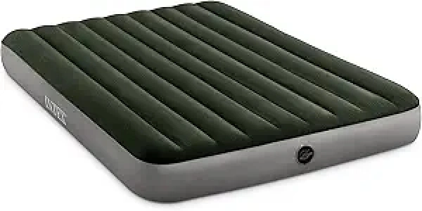 INTEX 64779E Dura-Beam Standard Prestige Air Mattress: Fiber-Tech - Queen Size - Hand-Held Battery Pump - 10in Bed Height - 600lb Weight Capacity