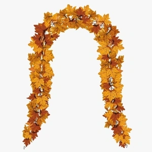 2PCS Fall Leaves Garland, 80.51in Each, with Autumn Maple Leaf Vines and Realistic Faux Leaves – Perfect for Thanksgiving Decorations, Adding Cozy Warmth and Festive Vibe