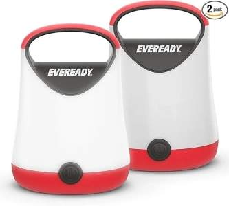 Eveready LED Camping Lantern X-250 (2-Pack), Super Bright Tent Lights, Rugged Water Resistant LED Lanterns, 100 Hour Run-time (Batteries Included), Red and Black