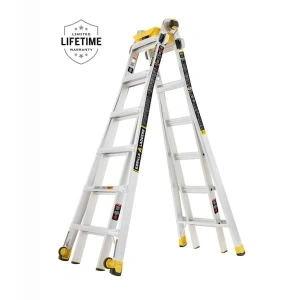 Exclusive26 ft. Reach Aluminum Multi-Position Ladder w/ Project Bucket, Tool Hangers, 300 lbs. Load Capacity, Type 1A Duty Rating