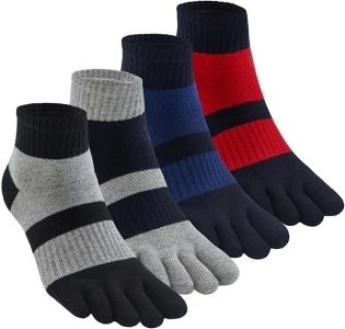 Men's Five Finger Toe Socks Cotton Crew Casual Colorful Patterned 5/6 Pairs