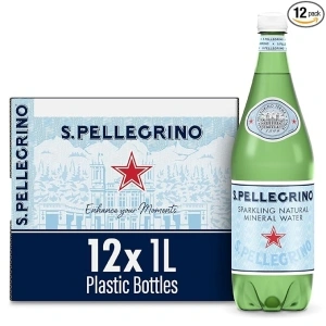 S.Pellegrino Sparkling Natural Mineral Water, 33.8 fl oz. Plastic Bottles (Pack of 12)