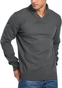 NITAGUT Men's Casual Slim Fit Long Sleeve Shawl Collar Pullover Sweater