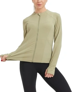 Tikwek Women's Lightweight Athletic Jacket Long Sleeve Hiking Workout Tops Zip Up Running Jacket with Pockets