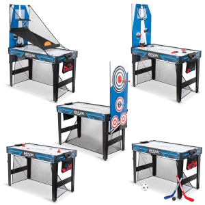 EastPoint Sports 6-in-1 Multi Game, 48IN - Indoor Basketball, Air Powered Hockey, Knee Hockey, Soccer, Darts, and Bean Bag Toss