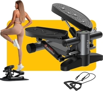 Steppers for Exercise at Home, Mini Stepper with Resistance Bands and 330 lbs Weight Capacity, Stair Stepper with LCD Monitor for Full Body Workout