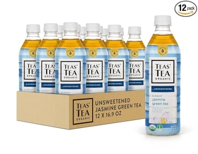 Teas' Tea Unsweetened Jasmine Green Tea 16.9 Ounce (Pack of 12) Organic, Sugar Free, 0 Calories